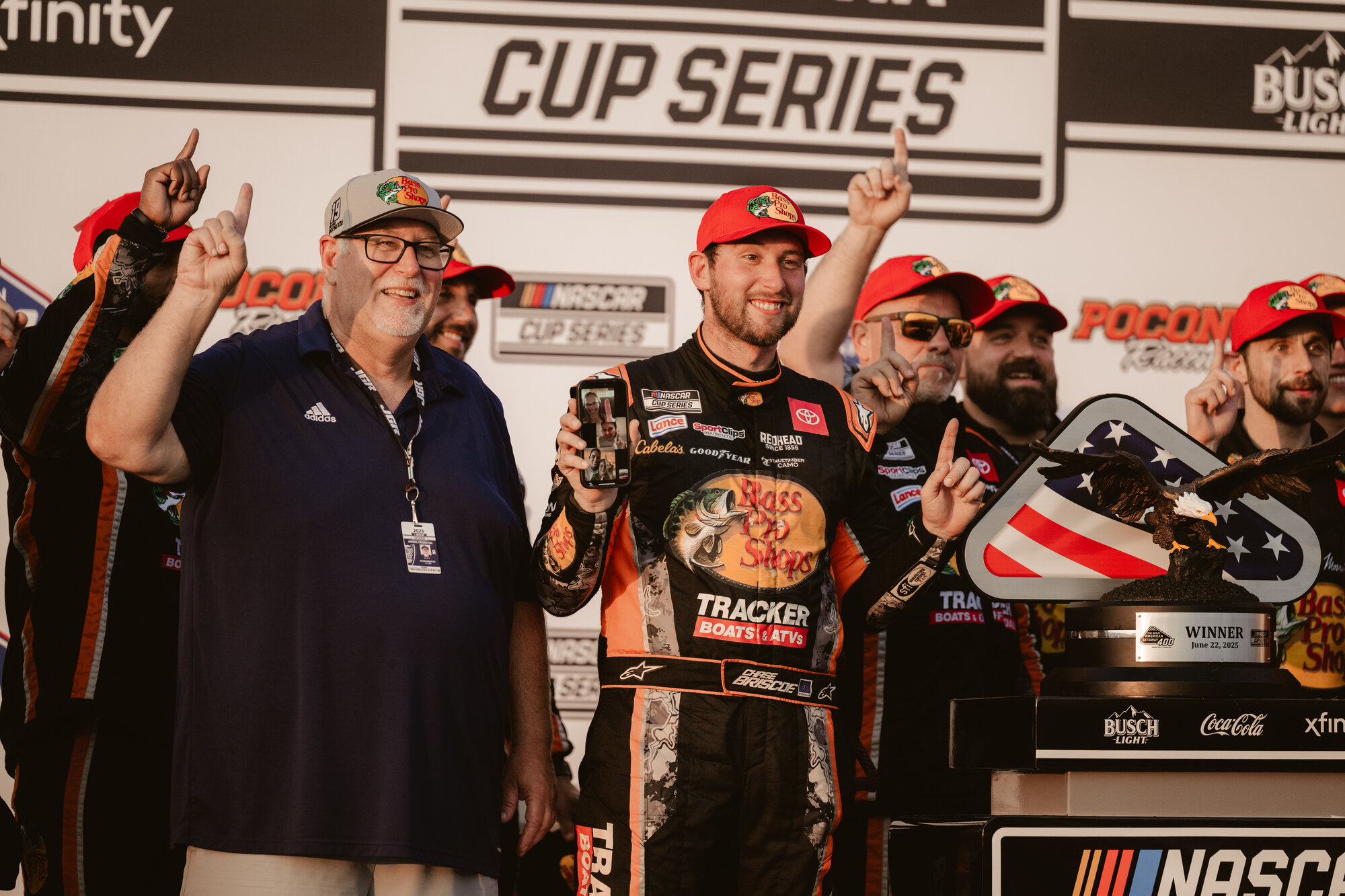 Victory lane celebration at the NASCAR Cup Series Pocono race